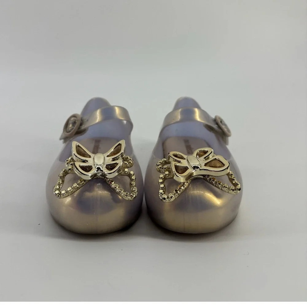 Mini Melissa Ultragirl Butterfly Jelly Flats Lavender Pearl Mary Jane Shoes 8